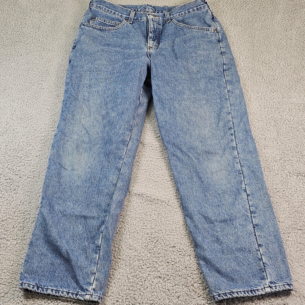 L.L.Bean Double L Natural Fit Jeans Mens 36x30 Blue Straight Denim Flannel Lined